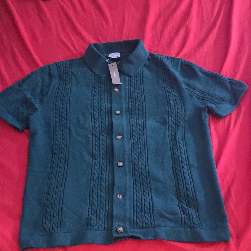 J. Crew Green Cable Knit Short Sleeve Cardigan